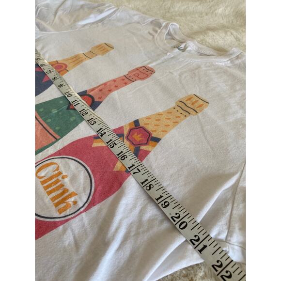 Pop Fizz Clink Golden Rose Champagne Trio Oversized T-Shirt Sz M/L - Picture 4 of 9